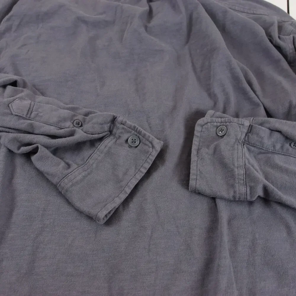 J Crew Garment Dyed Harbor Slub Cotton Gray Long Sleeve Button Shirt Mens XL